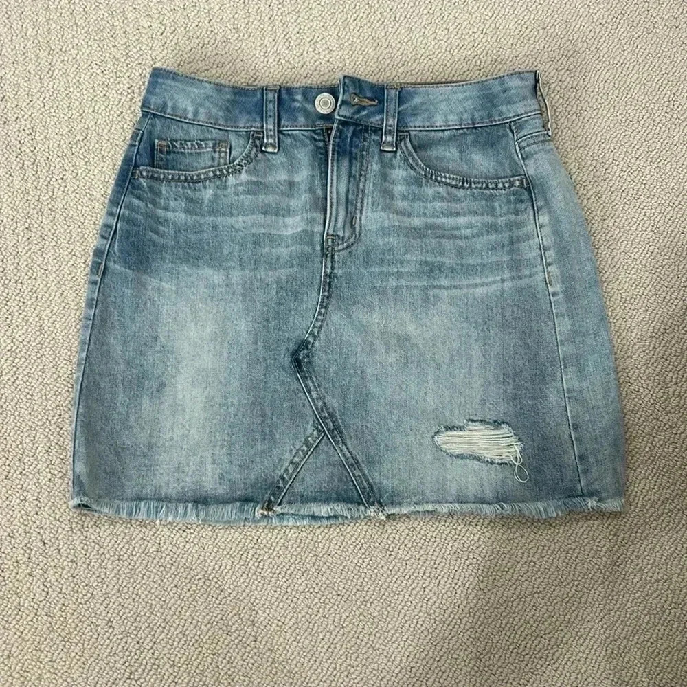 Jeans, mini skirt, frayed edge new never worn no tags